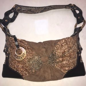 Authentic Fendi snakeskin print shoulder bag